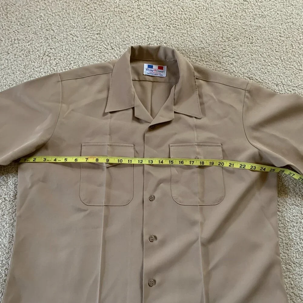 Khaki Uniform XL Shirt. Y2K US Navy Uniform. Brand: Flying Cross. - Picture 3 of 9